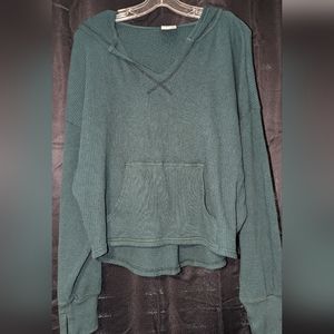 Aerie Cropped Waffle Hoodie